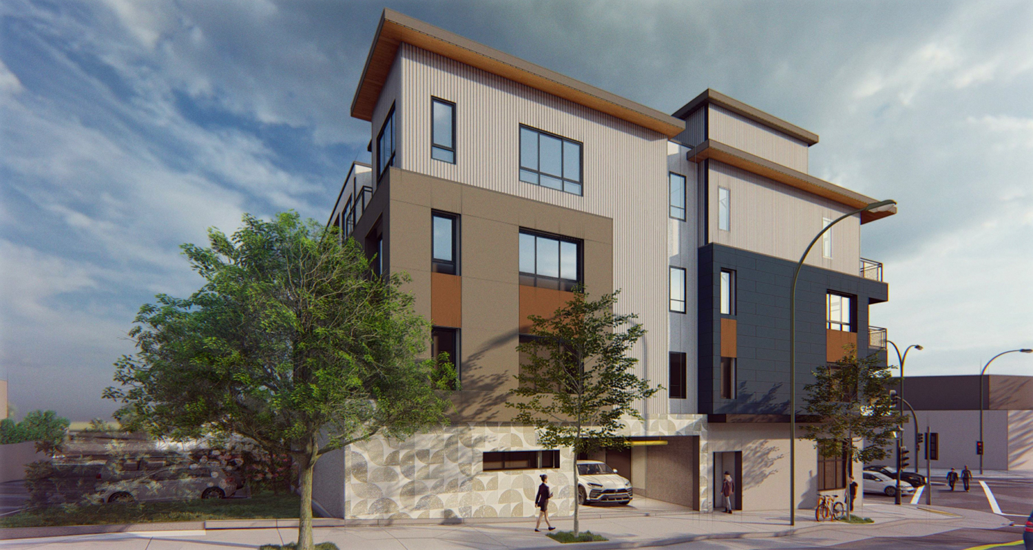 347 East 18th Street optimistic sideview of vehicle leaving the garage, rendering by Arris Studio Architects