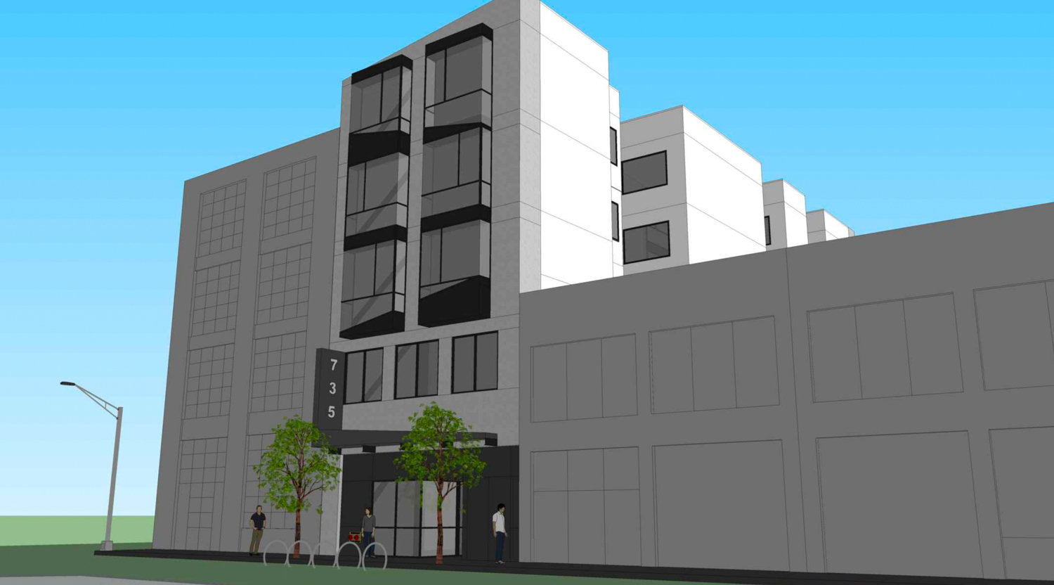 739 Bryant Street facade, rendering by Martinkovic Milford Architects