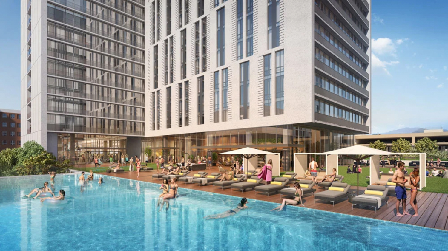 Icon Echo Towers residential pool deck, rendering courtesy Urban Catalyst
