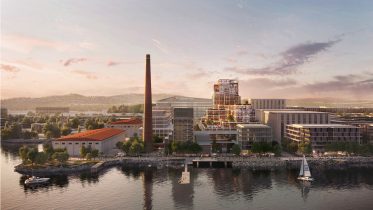 Potrero Power Station development master view from the Bay, rendering by Foster + Partners