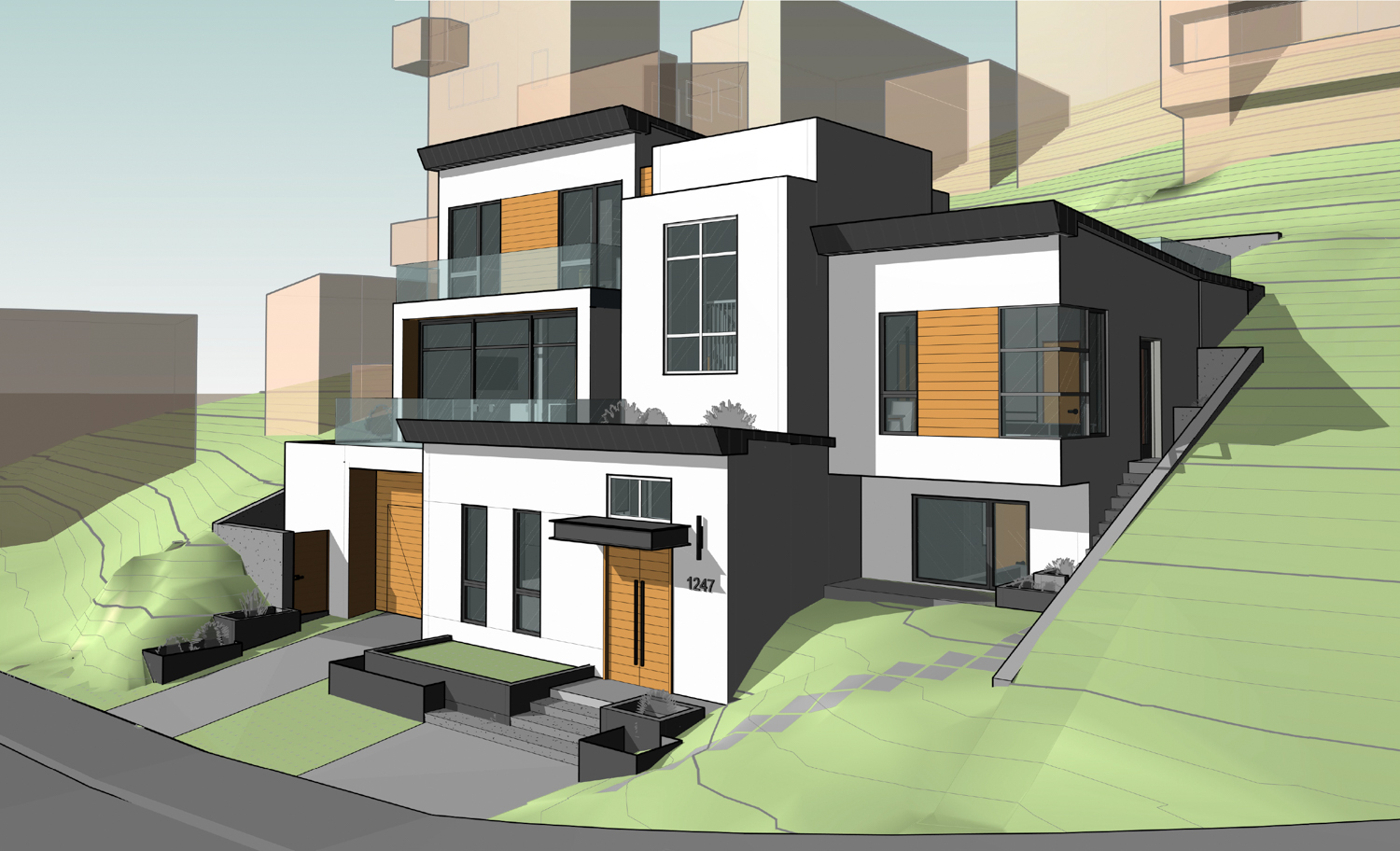 1247 Bosworth Street side perspective, rendering by Martinkovic Milford Architects