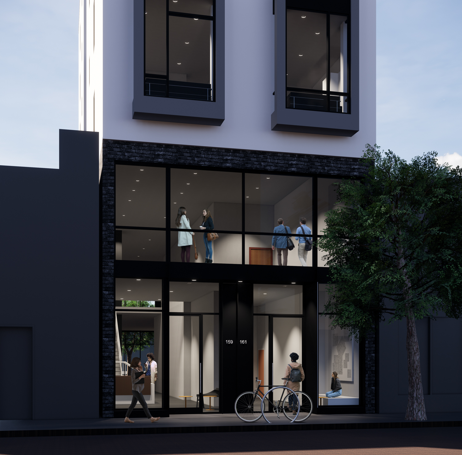 159 Fell Street pedestrian perspective, rendering by Winder Gibson Architects