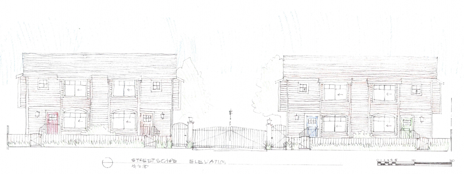 2631-2635 Beaumont Street elevation, illustration by William P Coburn Architect