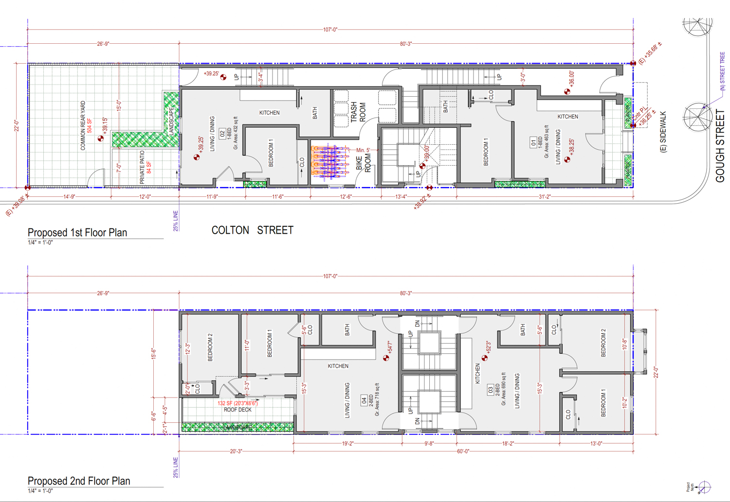 36 Gough Street first and second level floor plan, rendering by SIA Consulting