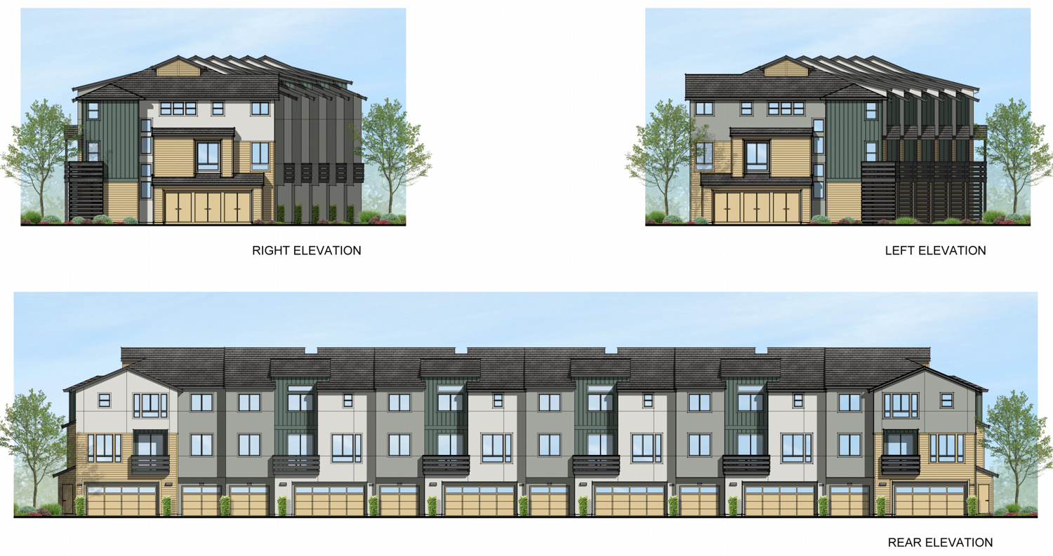500 Deerwood Road elevation of an twelve-unit townhome building, rendering by Architects