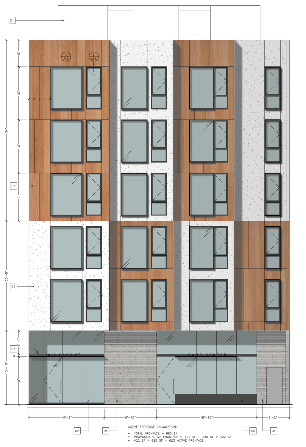 5012 3rd Street vertical elevation, illustration by TC Studio