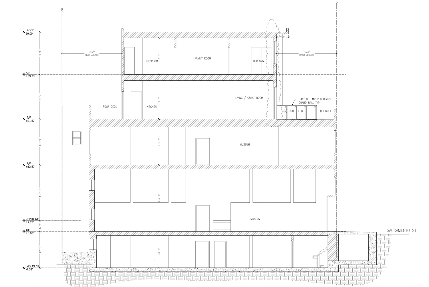 809 Sacramento Street vertical elevation, illustration by Nie Yang Architects