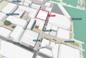 Pier 70's Parcel A at 88 Maryland Street site highlighted in red, image courtesy planning documents