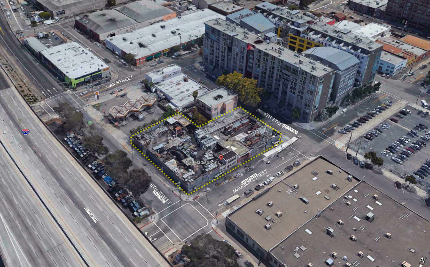 412 Madison Street aerial, image via Google Satellite and planning documents