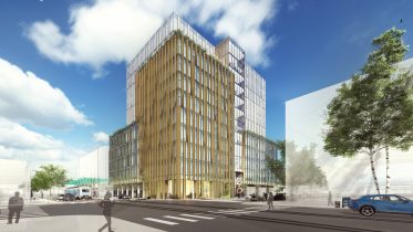 490 Brannan Street pedestrian view, rendering by Perkins&Will