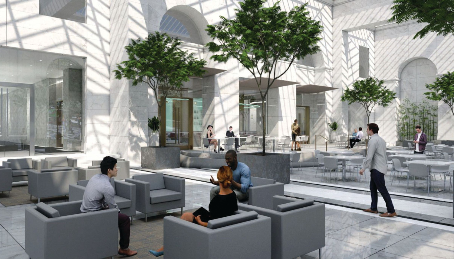 One Sansome Street interior lobby, image courtesy Barker Pacific Group and Prudential Real Estate Investors