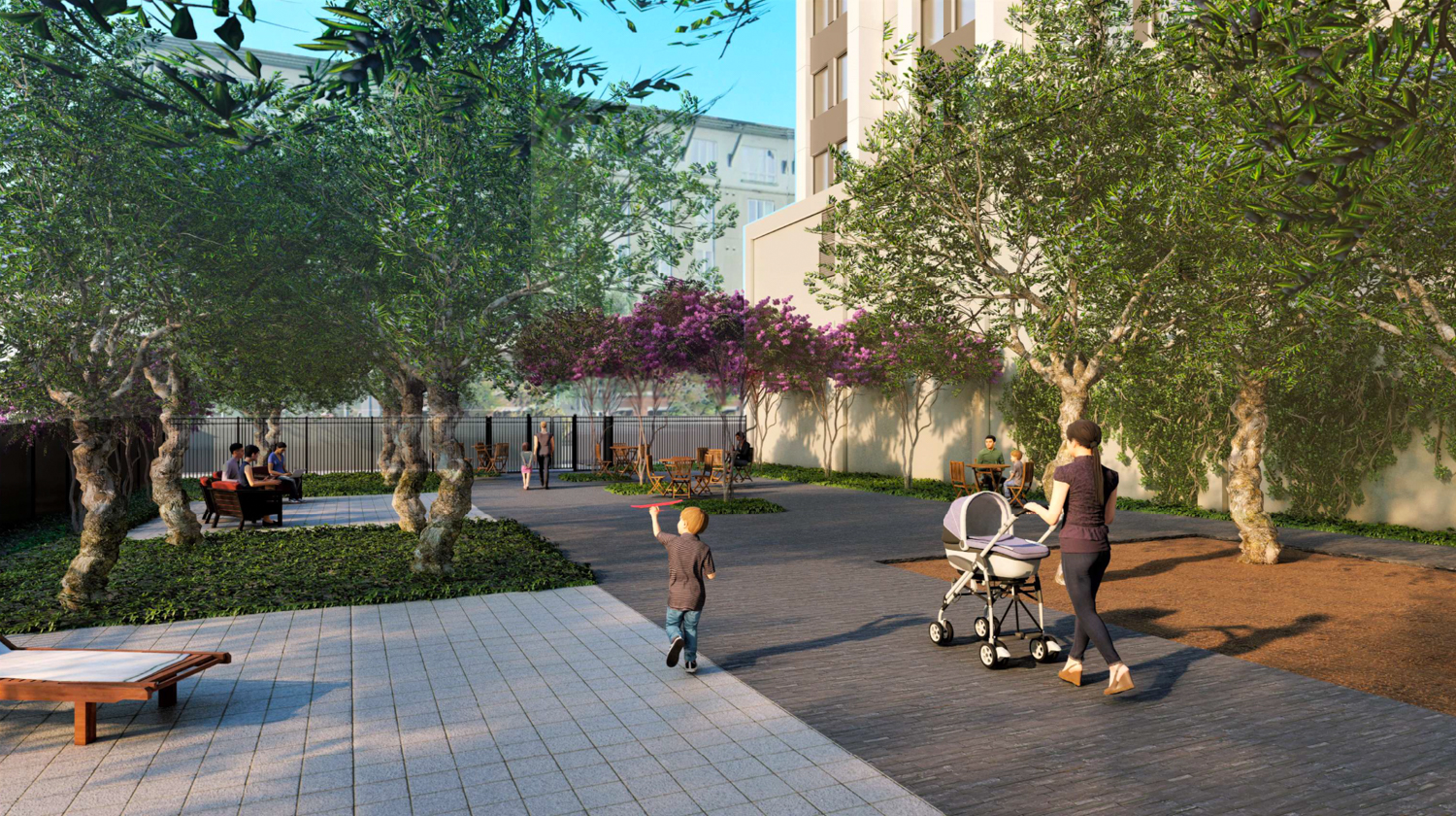 Proposed garden to replace the parking garage in the Marriott at 1431 Jefferson Street, design by Stanton Architecture