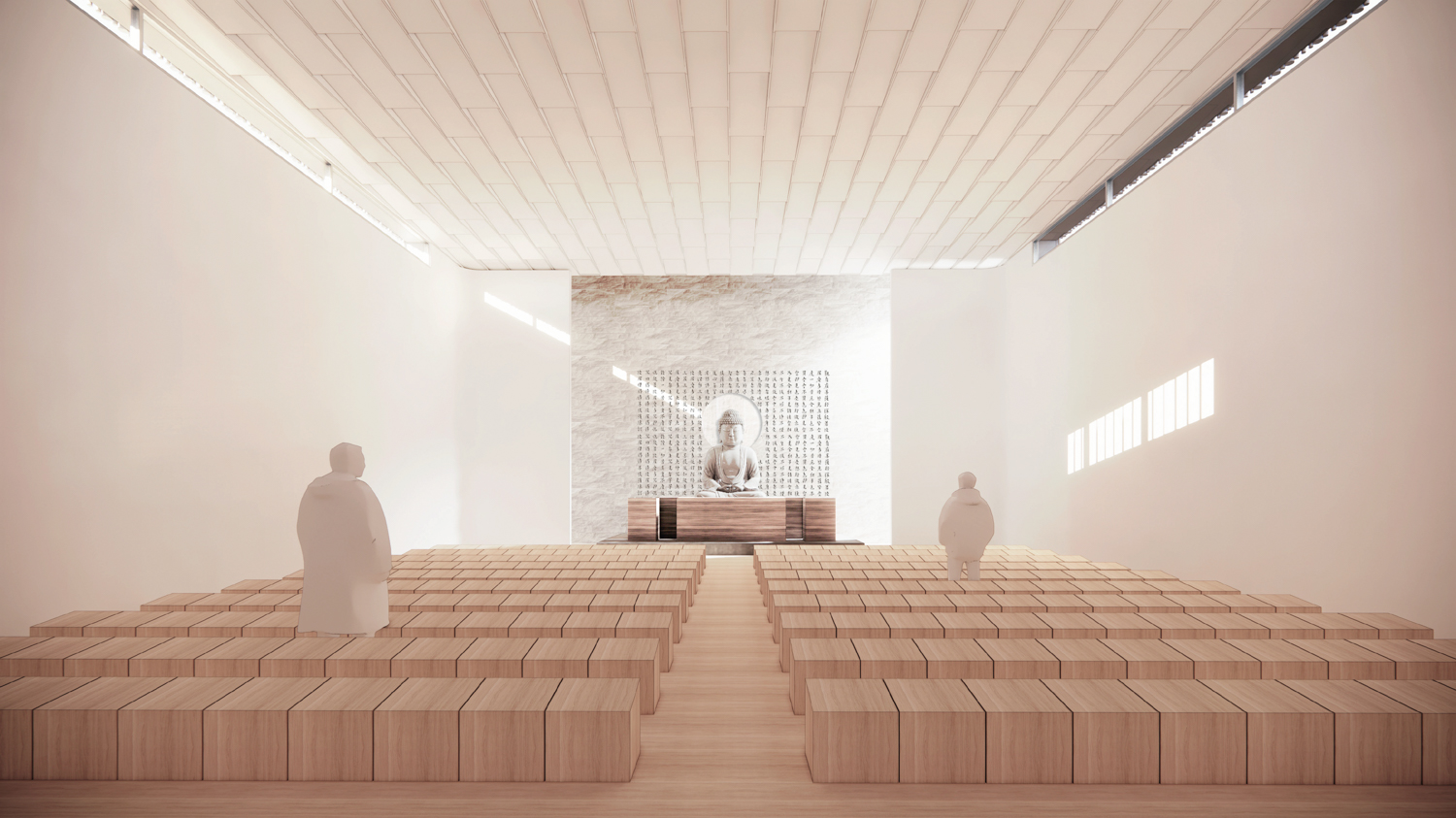 Proposed shrine room for the American Buddhist Cultural Society rendering for 1750 Van Ness Avenue, design by Skidmore, Owings & Merrill