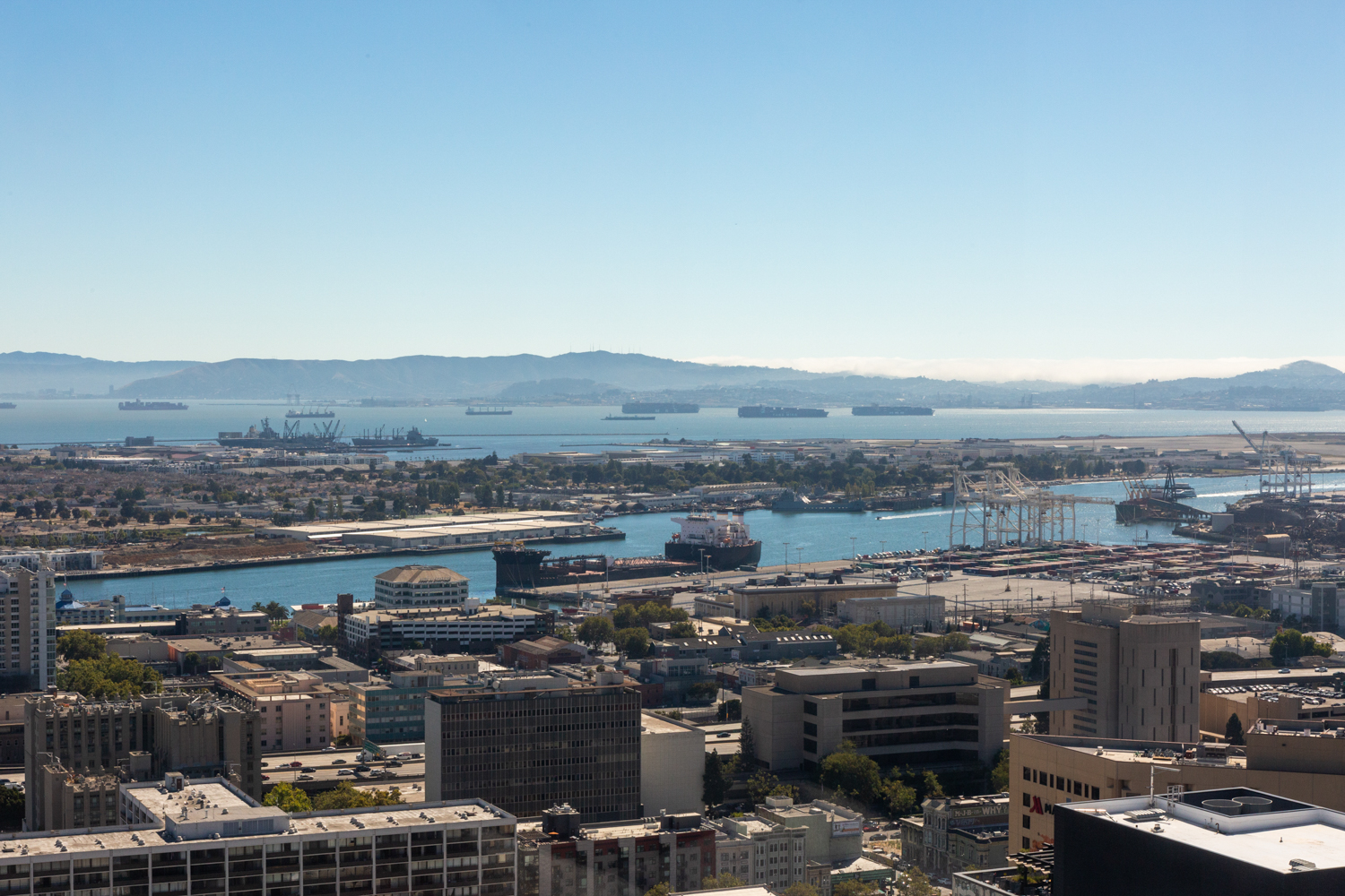 The Port Of Oakland, where the Oakland A's proposed stadium could rise if the team commits to the project, view from the Atlas at 385 14th Street, image by Andrew Campbell Nelson