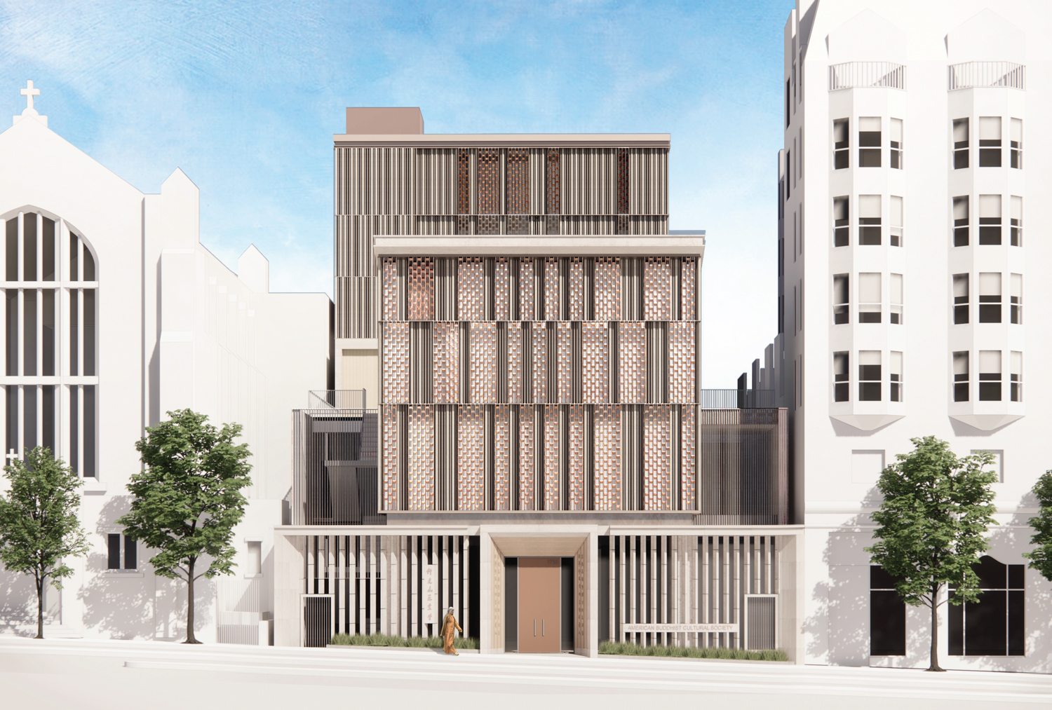 The new American Buddhist Cultural Society rendering for 1750 Van Ness Avenue, design by Skidmore, Owings & Merrill