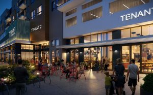 1188 East 14th Street close-up of retail, rendering by BDE Architecture
