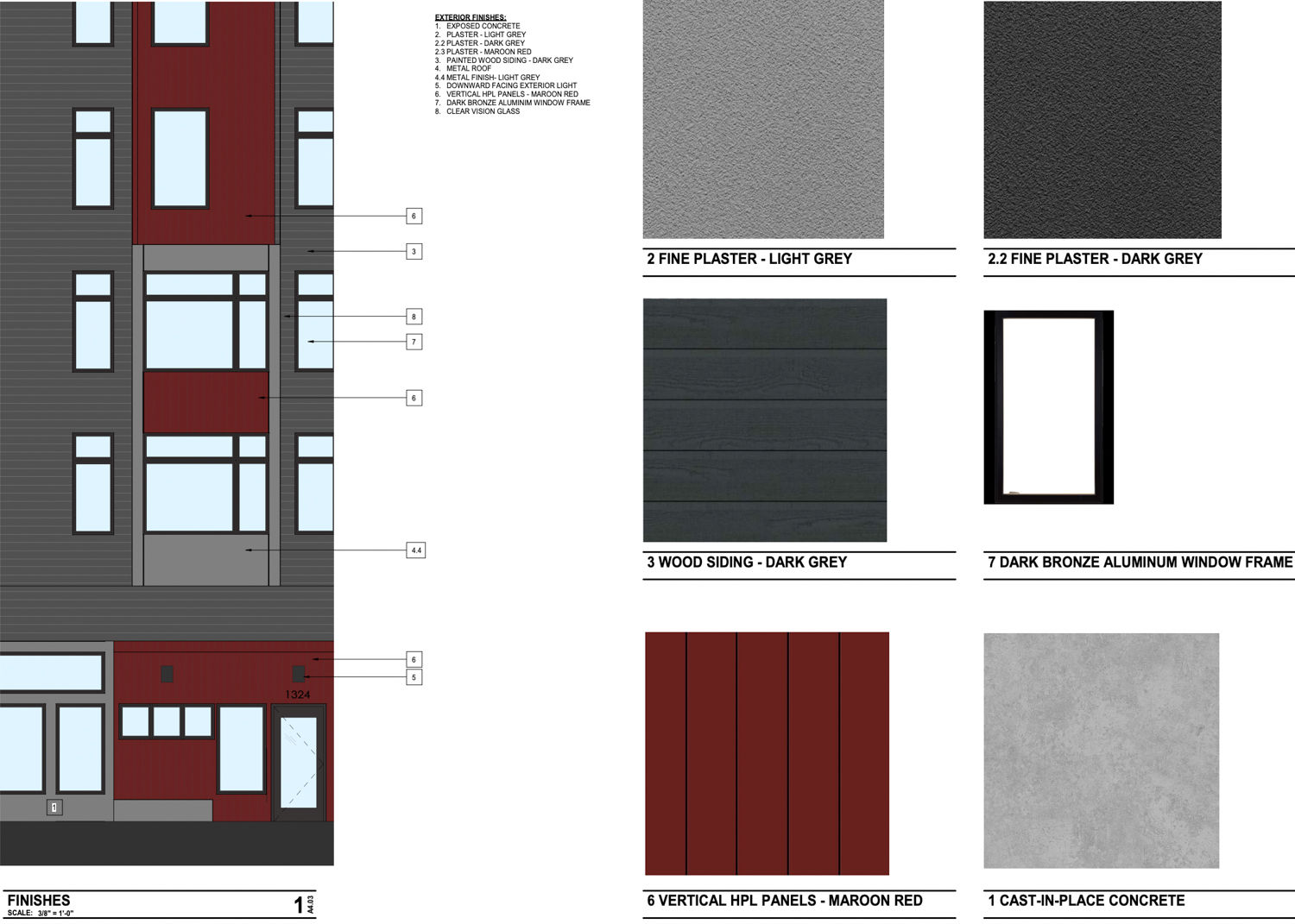 1324-1326 Powell Street facade materials, mock-up by Axis GFA