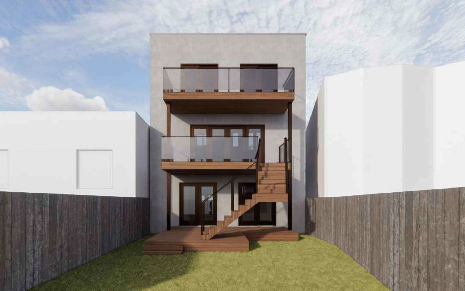 141 Milton Street rear yard, rendering by Rivera Architecture Studio