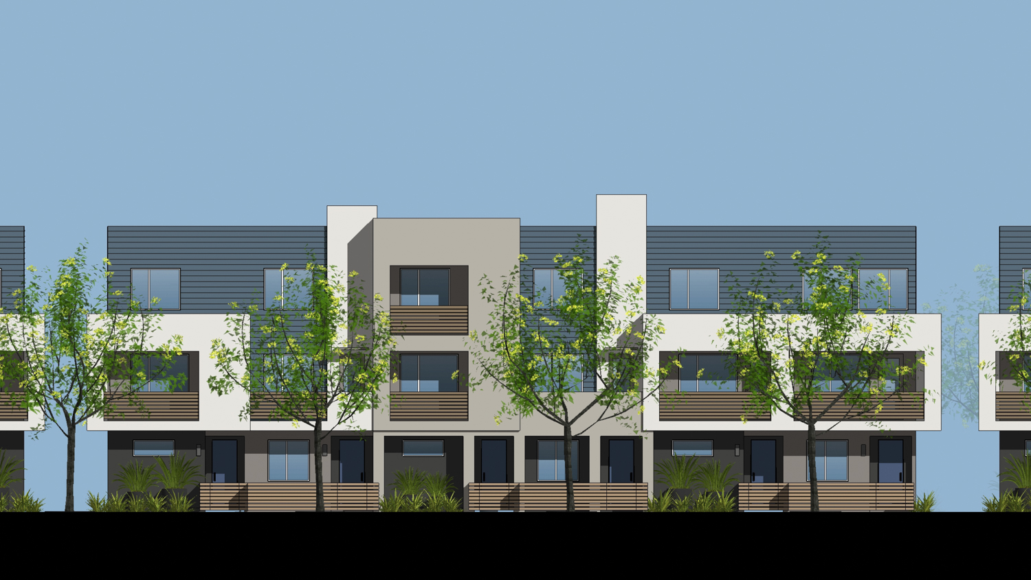 2233 San Ramon Valley Boulevard townhome vertical elevation, design by Fournier Design Studio