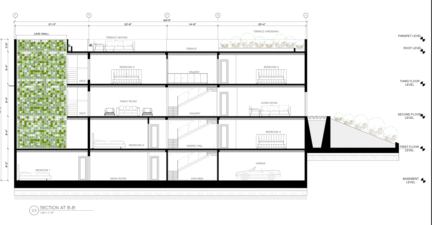243 Staples Avenue cross-section, elevation by Element Custom Homes