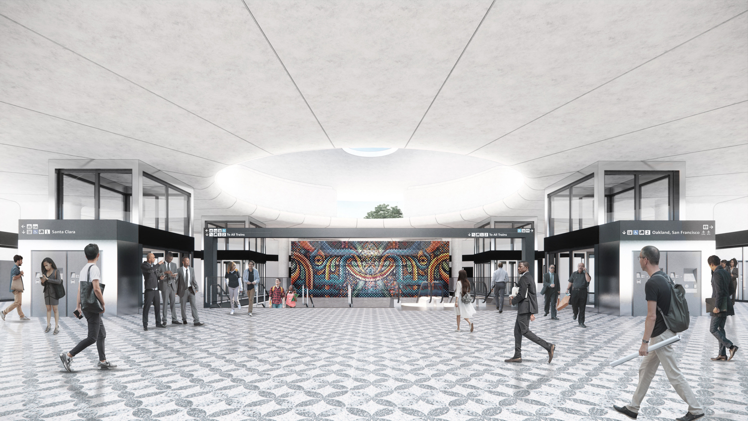 28th Street Little Portugal Station entrance option A, patterned floor finish, image via VTA