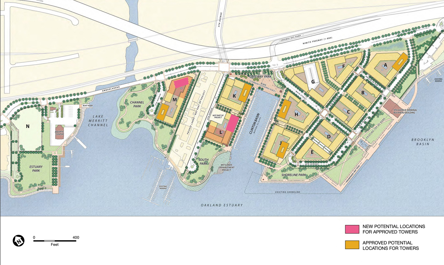 Brooklyn Basin new site map, image via planning documents