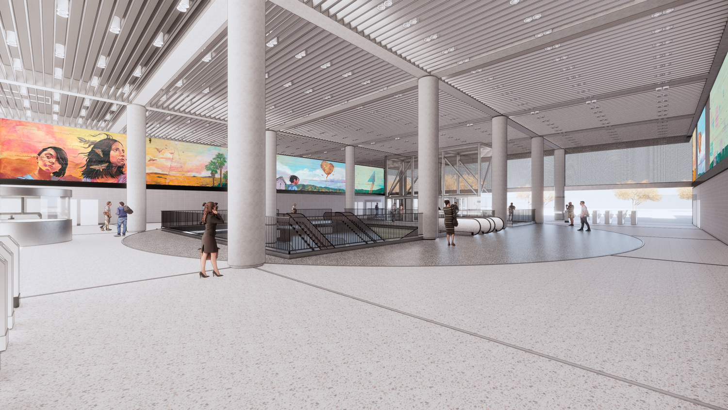 Downtown San Jose Station interior Option A, Dark Terrazzo in the middle, image via VTA