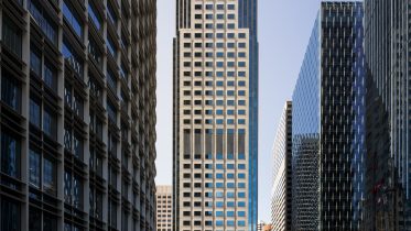 Salesforce West at 50 Fremont Street seen from the Salesforce Tower plaza, image by Andrew Campbell Nelson
