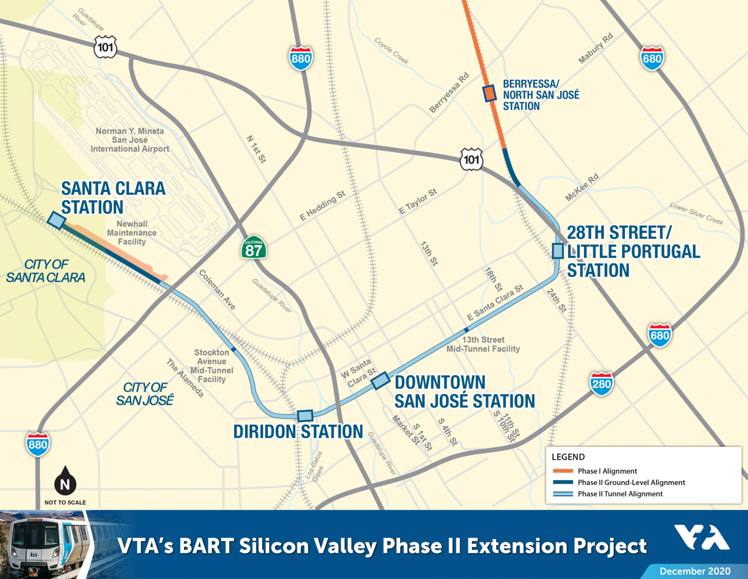 San Jose Phase 2 BART Extension map, image via VTA