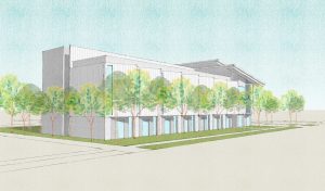 The Mitchell Project at 525 East Charleston Road conceptual rendering from Nelson, rendering by OJK Architecture