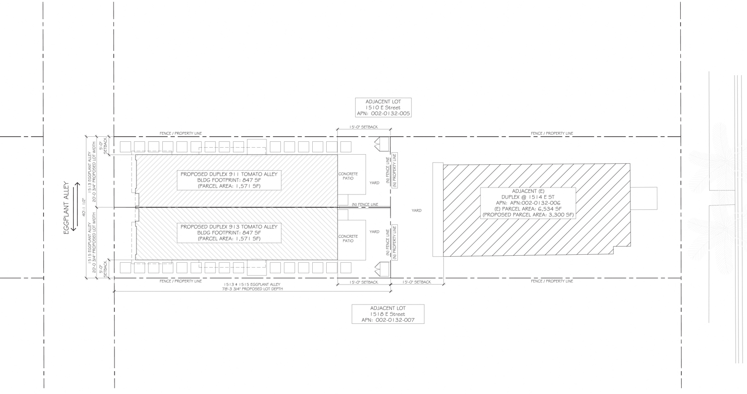 1513 Eggplant Alley and 1515 Eggplant Alley, site map by Hausman Architecture