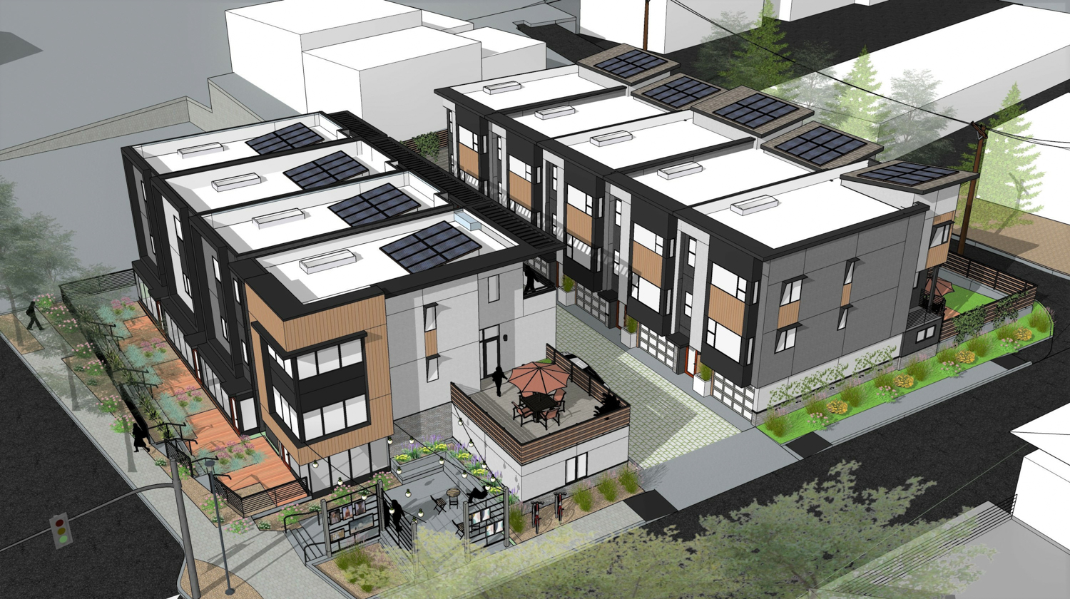 3458 Mount Diablo Boulevard overall aerial view, rendering by Coast Architecture and Design