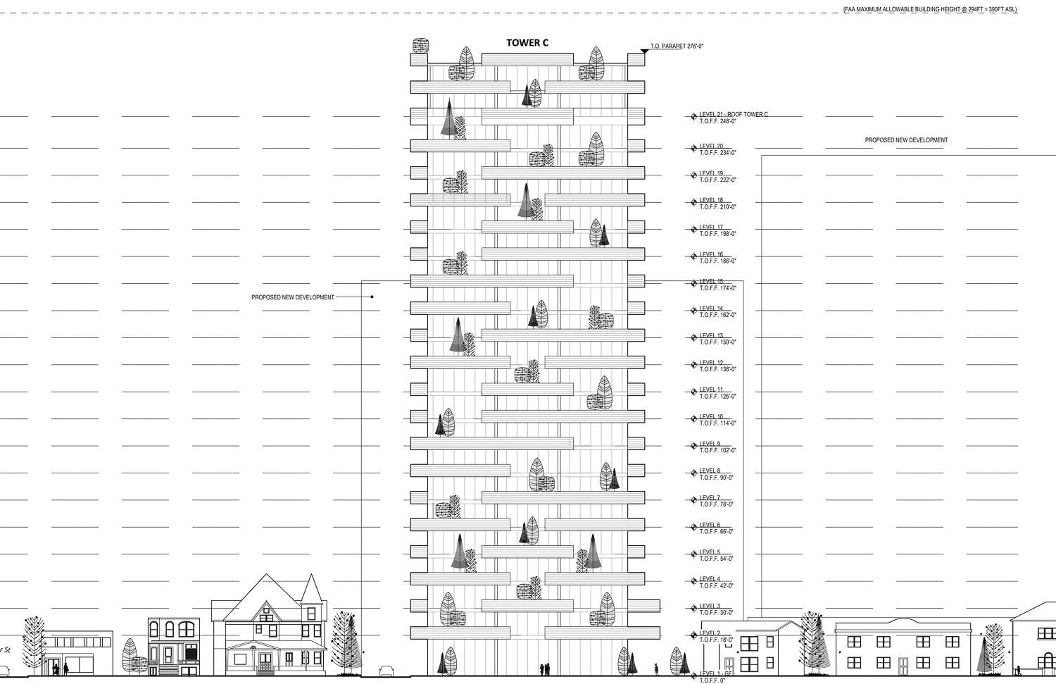 420 South 3rd Street Tower C elevation, illustration by RMW Architecture