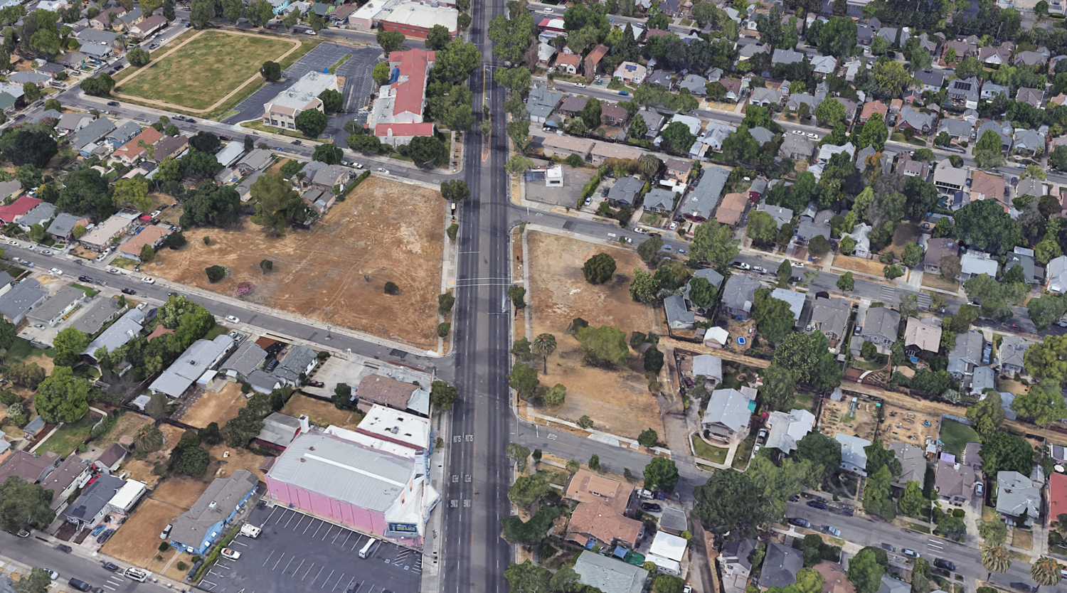 4601 10th Avenue and 3441 Stockton Boulevard, image via Google Satellite