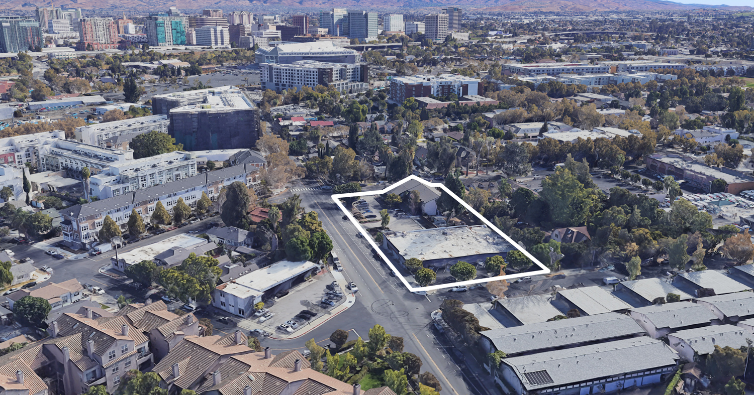 950 West Julian Street with Downtown San Jose in the background, image via Google Satellite