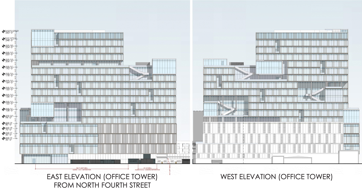 Icon-Echo office tower elevations, design by WRNS Studio