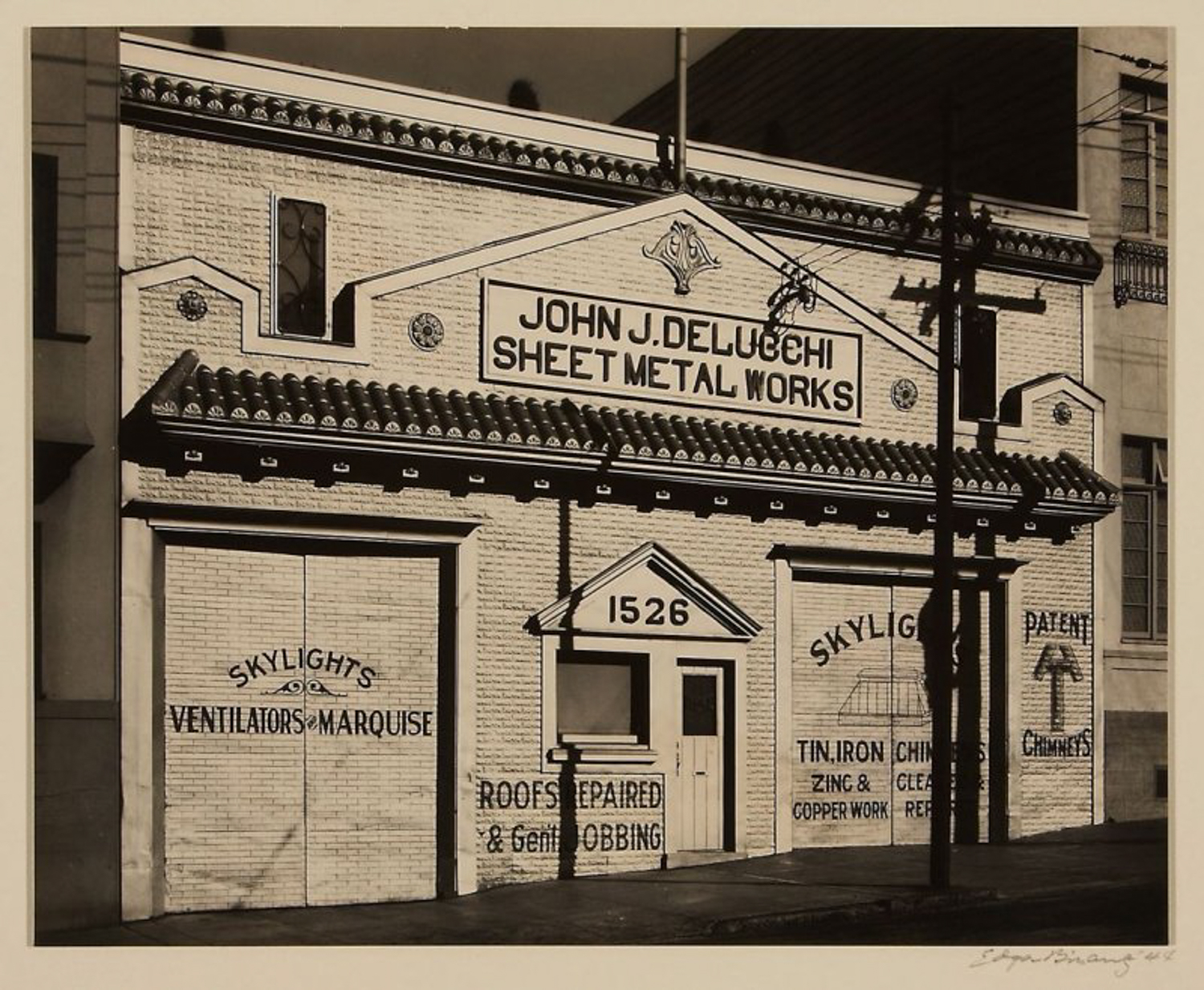 John J. DeLucchi Sheet Metal Works, 1526 Powell Street, San Francisco Photographer- Edgar F. Bissantz, image via the Fine Arts Museum of San Francisco
