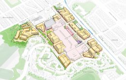 Stonestown Development Project Conceptual site map with buildings visualized, illustration courtesy Brookfield