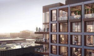 Tasman East Coterie North terrace view, rendering by Steinberg Hart