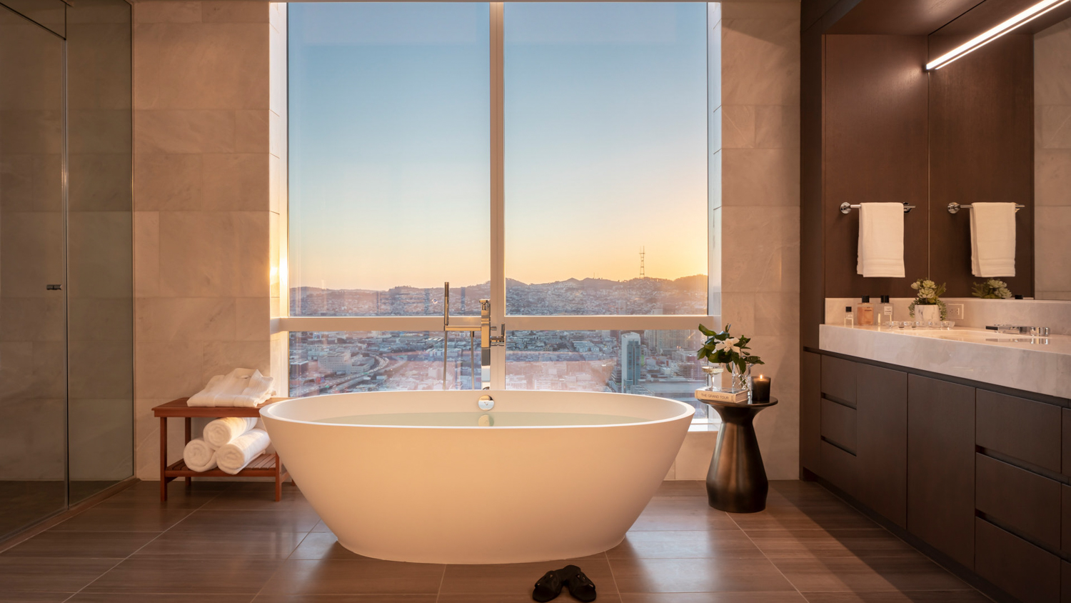 The Avery penthouse bathroom, design by OMA