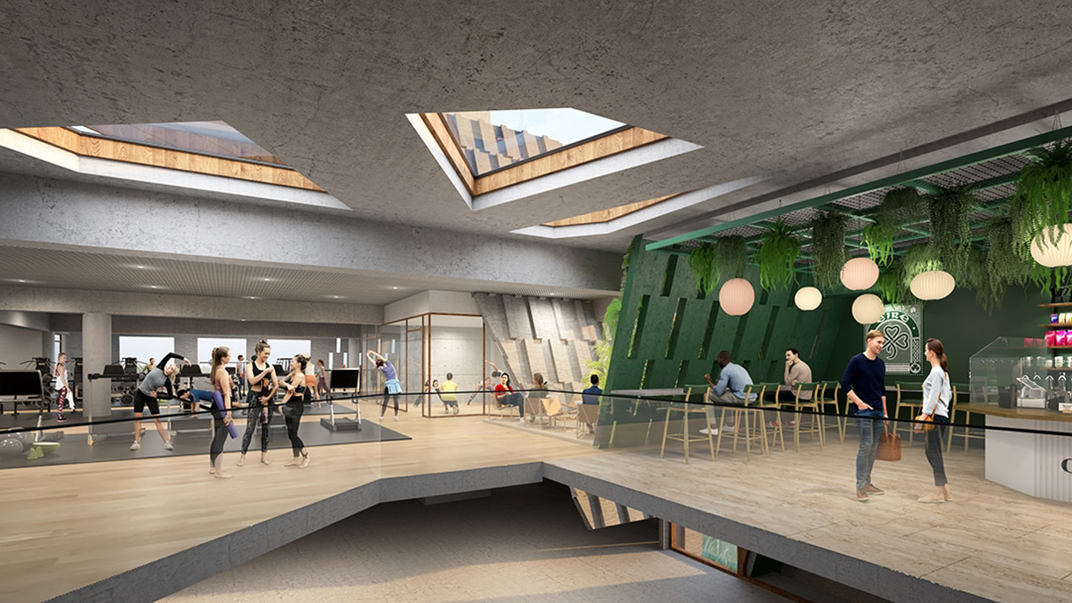 United Irish Cultural Center gym and cafe, design by Studio BANAA