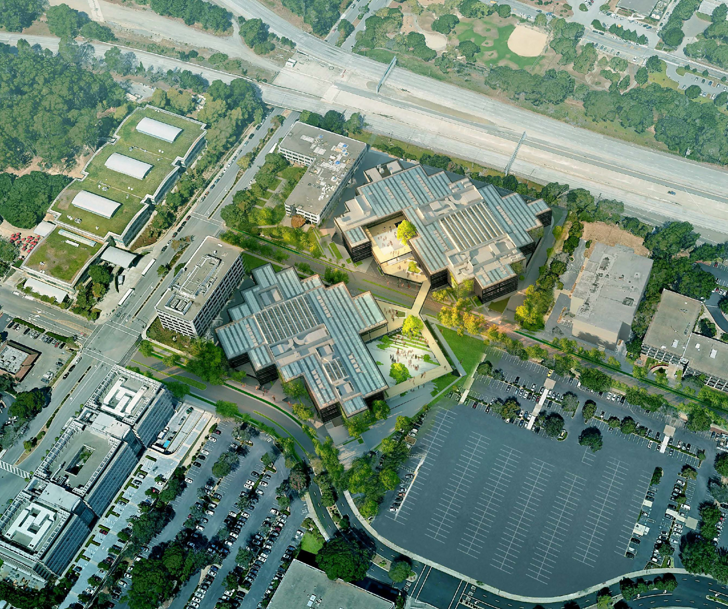 YouTube HQ Expansion aerial view, design by SHoP Architects