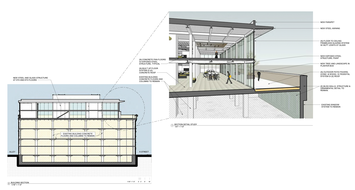 1130 K Street interior cross section, rendering by Vrilakas Groen Architects