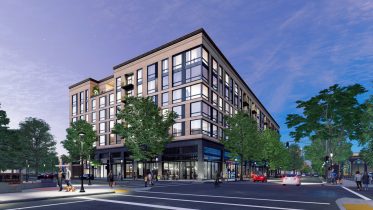 16th and J Street evening view, rendering by C2K Architecture