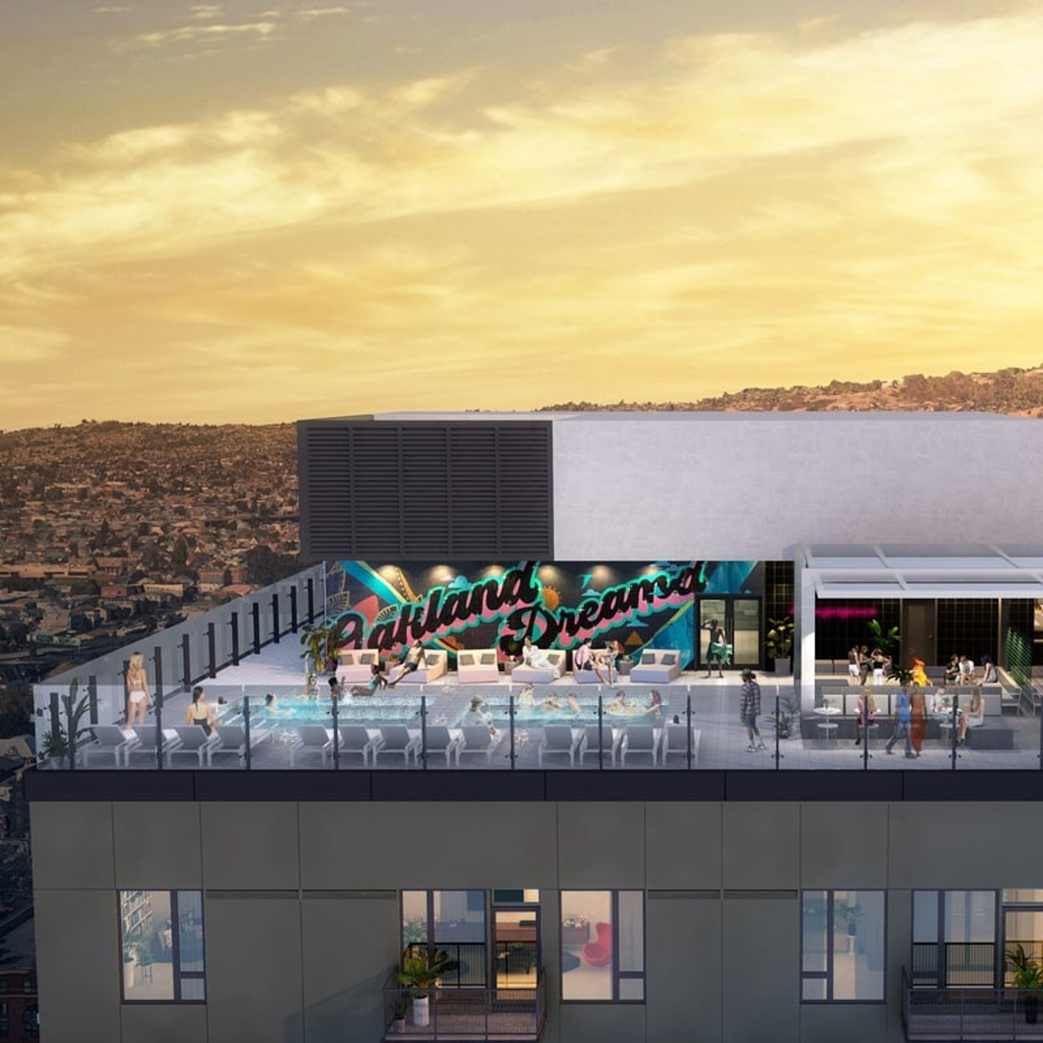 2015 Telegraph Avenue roof deck, rendering courtesy the X Company