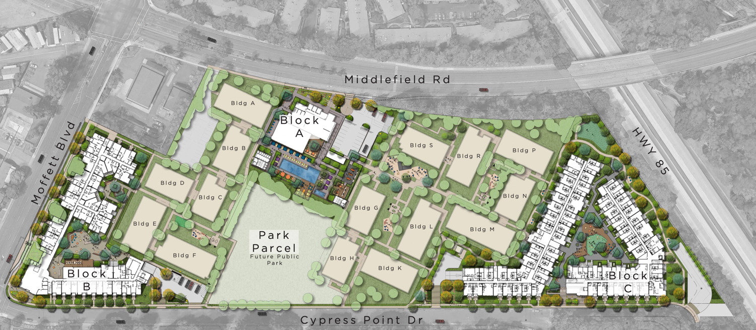 555 West Middlefield Road site map, illustration by BDE Architecture