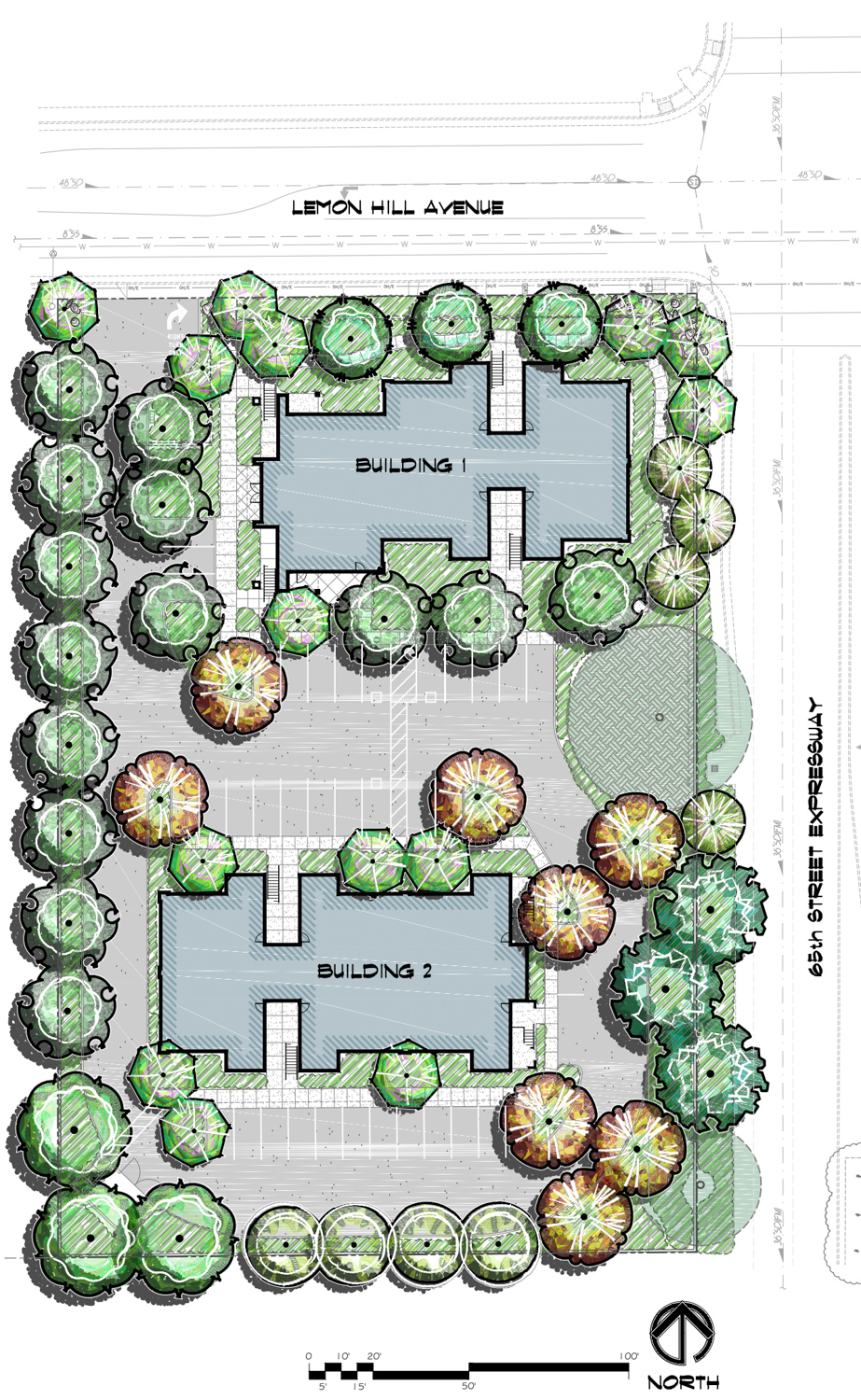 6450 Lemon Hill Avenue site plan, map by Garth Ruffner Landscape Architect