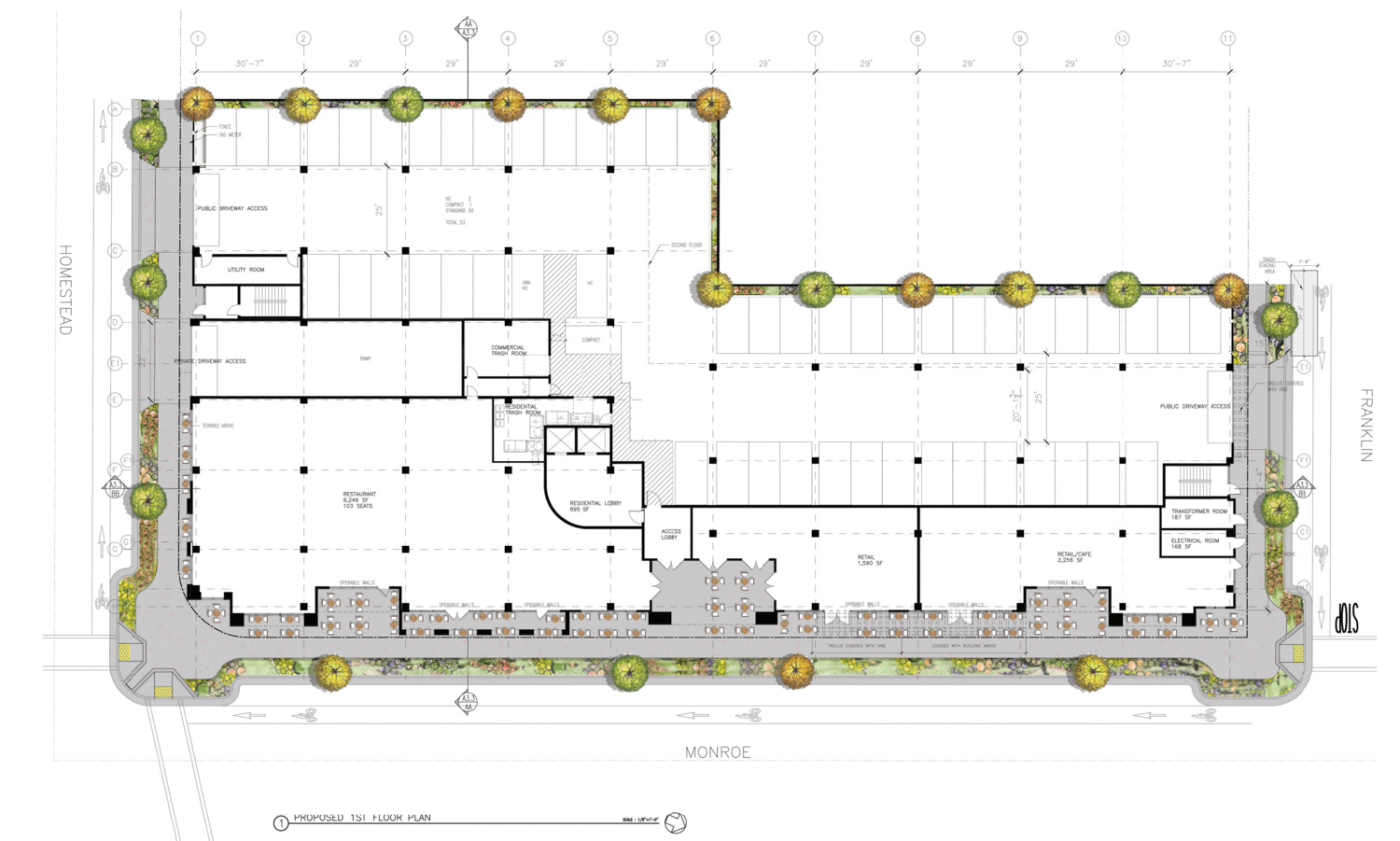 950 Monroe Street floor plan, illustration by Salvatore Caruso Design Corporation