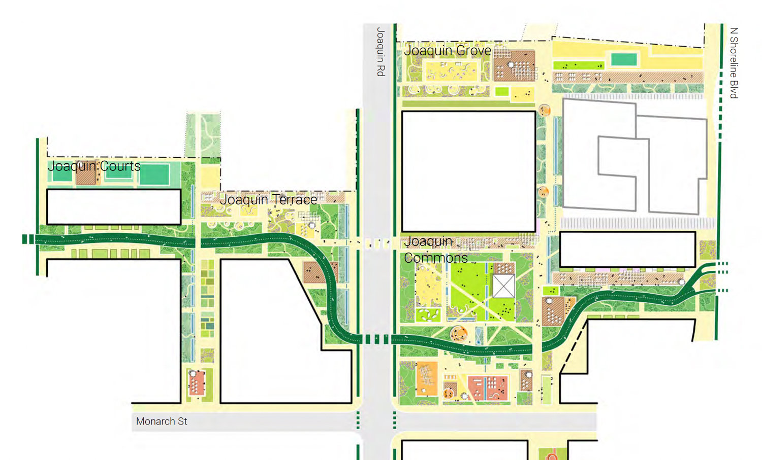 Google North Bayshore Joaquin neighborhood green space, rendering courtesy Google