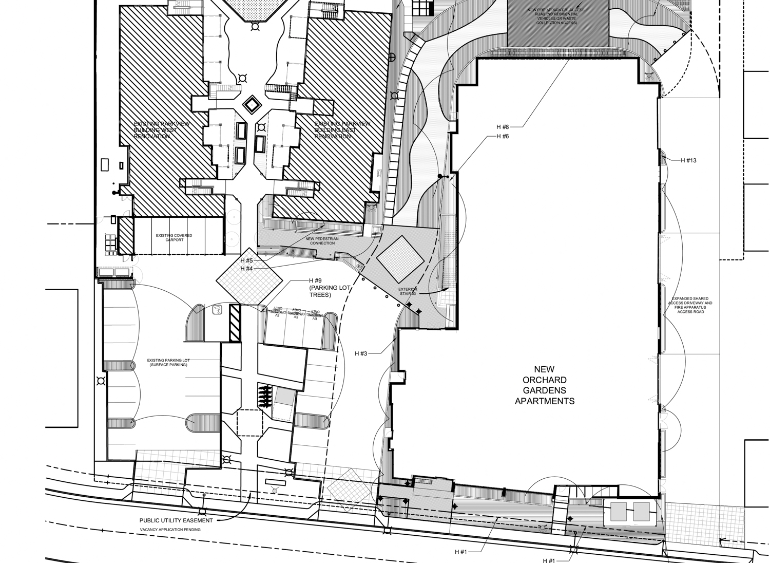 Orchard Gardens site map, illustration by OJK Architecture and Planning